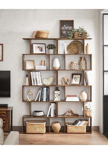 Kitap Rafı, 6 Katlı Raf, Ayaklı Raf, Ofis Rafı, Bağımsız, Dekoratif Raf, Sunum Için, Modern, Oturma Odası, Yatak Odası, Ofis, Vintabraun LBC61BX indirimleri