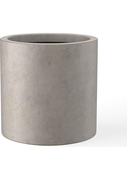 12.6 "dia Yuvarlak Beton Saksı, Modern Stil Büyük Silindirik Bitki Saksısı, Drenaj Deliği ve Iç Mekan Dış Mekan Veranda Için Kauçuk Tapa, Yıpranmış Beton