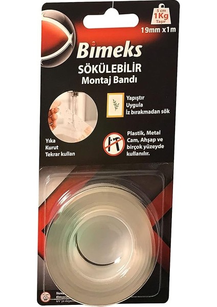 Sökülebilir Montaj Bantı 19 mm x 1 M