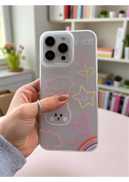 iPhone 14 Pro Max Uyumlu Nice Buzlu Görünüm Pastel Desenli Şeffaf Mat Silikon Kılıf fırsatları