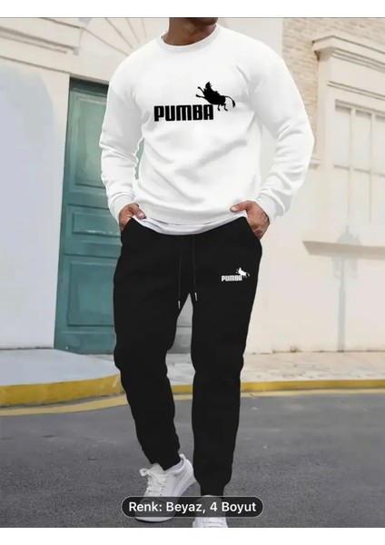 Erkek Leopar Desenli Moda Sweatshirt & Jogger Takımı - Günlük, Esnek Polyester Karışımı, Cepli