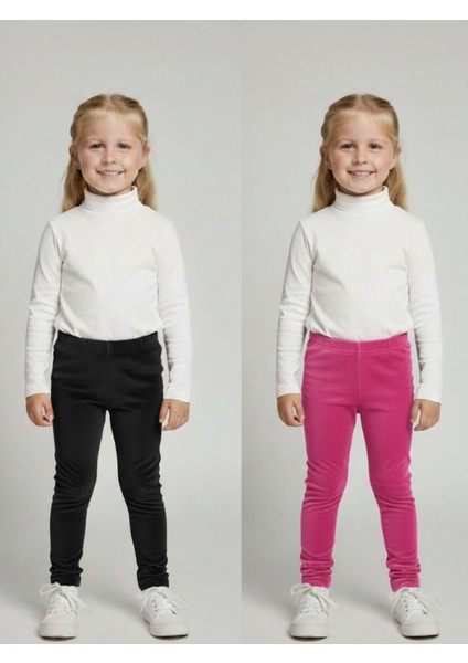 2li Kız Çocuk Fitilli Kadife Tayt - Rahat Kışlık Esnek Leggings