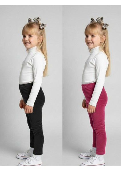 2li Kız Çocuk Fitilli Kadife Tayt - Rahat Kışlık Esnek Leggings fiyatları