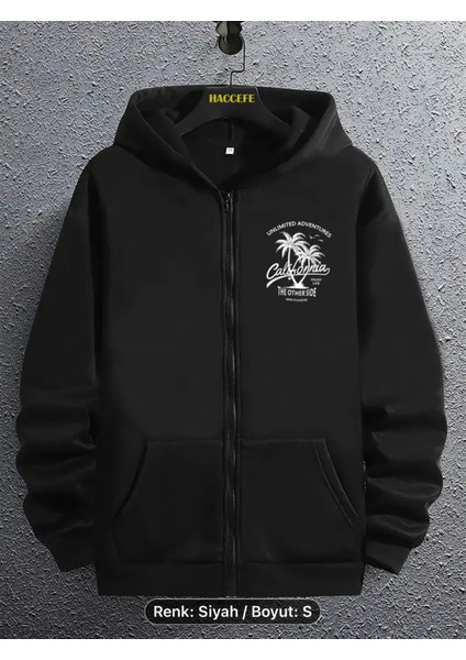 Palmiye Baskılı Üst Kalite Tam Fermuarlı 1.sınıf Işçilikli 3iplik Sweatshirt Ceket