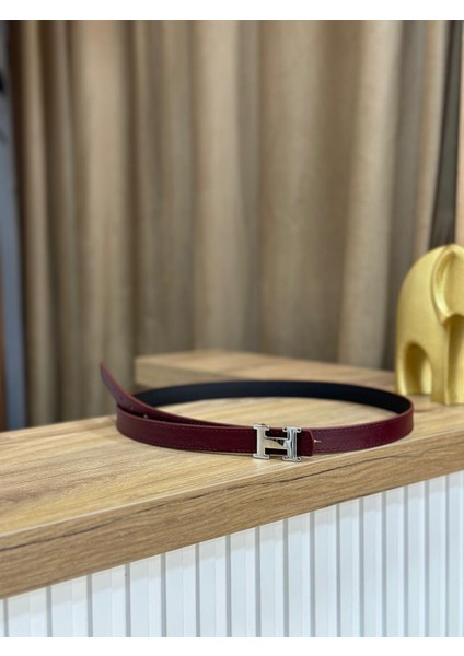 Kadın Bordo Kemer Gümüş Tokalı Bordo Kemer Etek Kemeri Elbise Kemeri