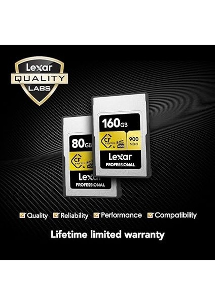 160GB Profesyonel Cfexpress Tip A Altın Serisi Hafıza Kartı, 900MB/S'YE Kadar Okuma, Sinema Kalitesi 8k Video, Dereceli Vpg 400 (LCAGOLD160G-RNENG) modelleri