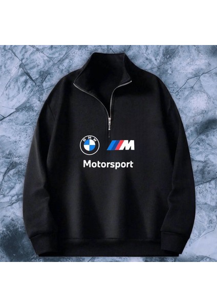 Dik Yaka Yarım Fermuarlı Içi Polarlı Mevsimlik Bmwmotorsport Büyük Baskılı