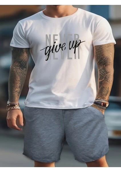 Rkek Modası Asla Pes Et Mektup Baskı Loungewear Seti