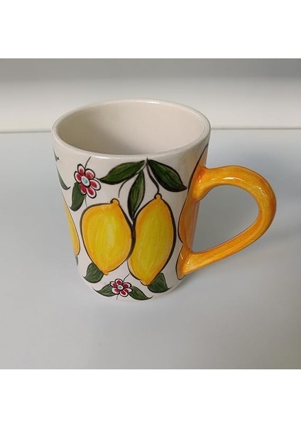 El Yapımı Seramik Kupa Limon Desenli fırsatları