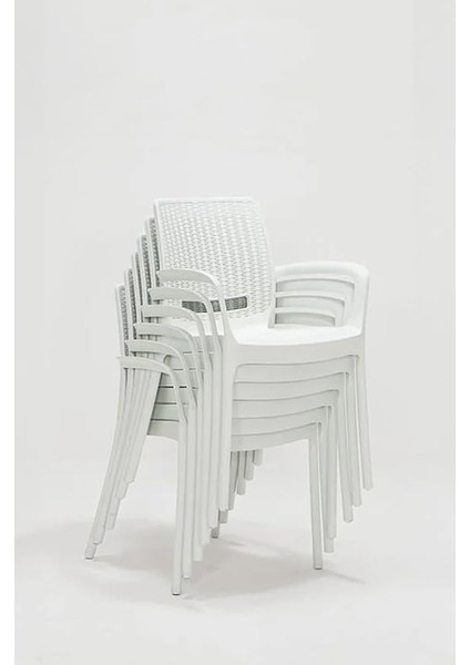 Rattan Lüx Dikdörtgen Beyaz Masa Takımı Bahçe&balkon modelleri