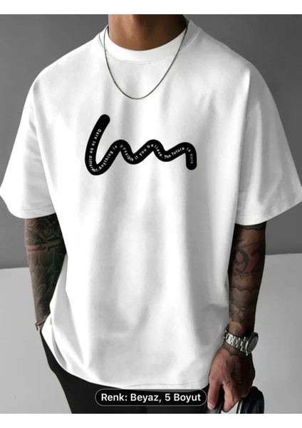 Erkekler Için Amerikan Moda Trendi Yuvarlak Yakalı Rahat Üst, Ilginç Çizgili Grafik Baskılı Oversize