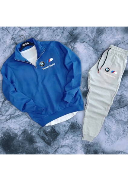 Içi Polar Mevsimlik Tüylenme Yapmaz Bmwmotorsport Göğüs Yarım Fermuarlı Sweathirt- Eşofman Altı