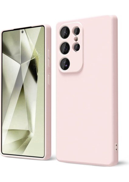 Samsung S25 Ultra Uyumlu Pembe Lansman Seri Liquid Silikon Kılıf, Darbe Emici Yumuşak Koruyucu Kapak