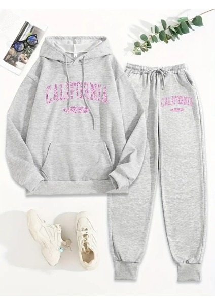 Kadın California Abd Harf Baskılı Iki Parça Set