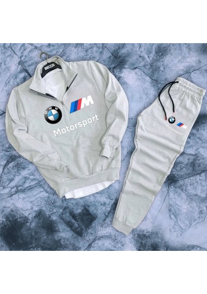 Içi Polar Mevsimlik Tüylenme Yapmaz Bmwmotorsport Büyük Yarım Fermuarlı Sweathirt- Eşofman Altı