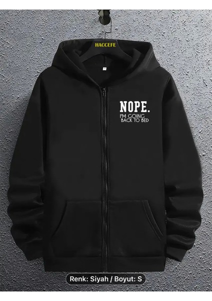 Nope Grafik Desen Baskılı Boydan Fermuarlı 3 Iplik Şandonlu Üst Kaliteli Sweatshirt