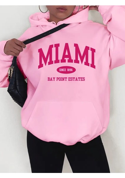 Trden Women's Letter Pattern Printed Stylish Casual Hoodie Sweatshirt