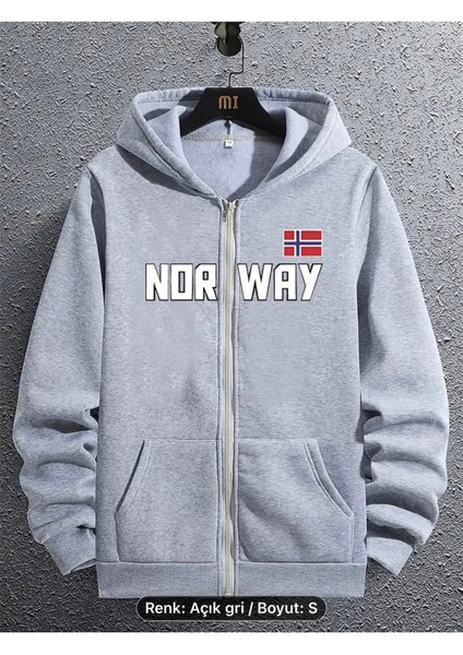 Grafik Desen Baskılı Üst Kaliteli Boydan Fermuarlı Yan Cepli 2 Iplik Kapüşonlu Sweatshirt