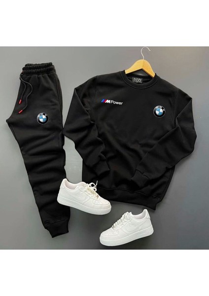 The Orginals Bmw M Power Baskılı Yarım Fermuarlı Sweatshirt-Eşofman Altı Set Kombin