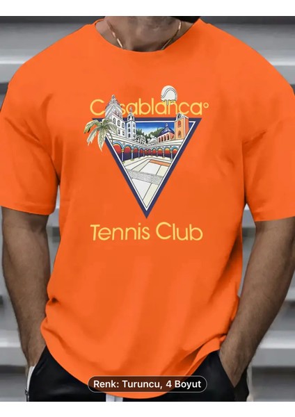 Erkekler Için Rahat Tenis Kulübü Grafikli Tişört - Bol Kesim, Nefes Alabilen Polyester, Vintage