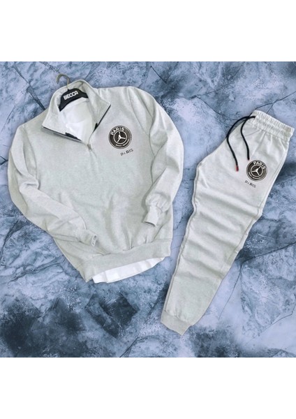 2 Iplik Penye Şardonlu Dik Yaka Eşofman Takımı Alt Üst Thejorparis Baskılı