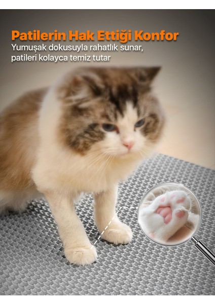 Elekli ve Hazneli Kedi Kumu Paspası | Tüm Kedi Tuvaletleri Için Uyumlu | Kaliteli Dolgu Malzeme, Hijyenik, Yıkanabilir indirimleri