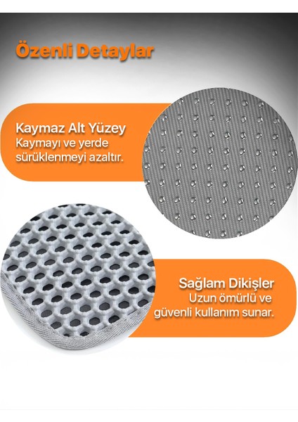 Elekli ve Hazneli Kedi Kumu Paspası | Tüm Kedi Tuvaletleri Için Uyumlu | Kaliteli Dolgu Malzeme, Hijyenik, Yıkanabilir