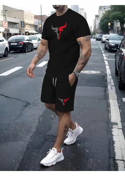 Yeni Açık Hava Sporları Kısa Kollu Erkekler Için Rahat Şort Takımı