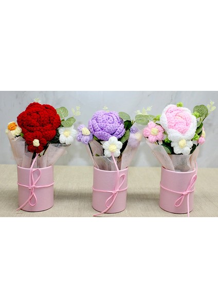 El Örgüsü Saksida Gül Buketi LIV1700