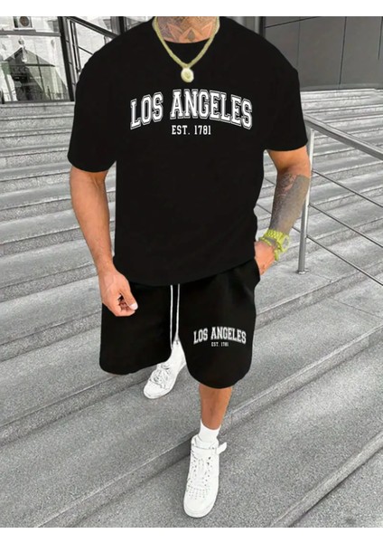 2 Adet Erkek Rahat Los Angeles EST.1781 Mektup Baskı Seti