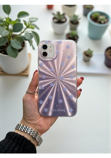 Apple iPhone 12 Uyumlu – Mor Yıldız Patlaması Desenli, Parlak Silikon Kılıf fırsatları