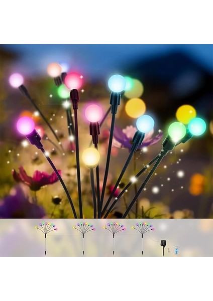 4'lü Güneş Enerjili Ateşböceği Işığı Paketi, Bahçe LED Duvar Işığı, Dış Mekan Için Güneş Işıkları, Bahçe Dekoru