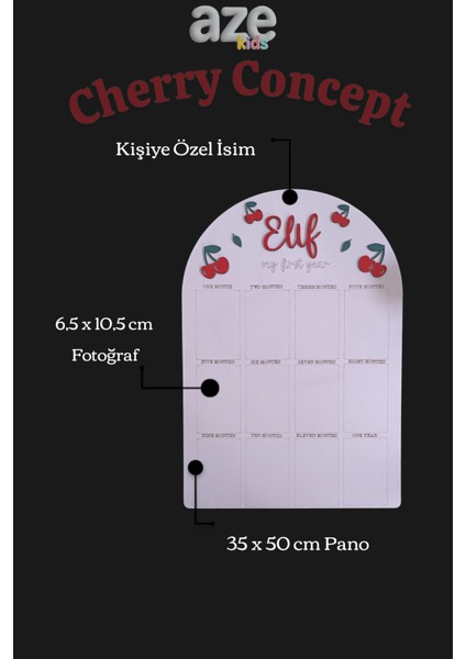 Isme Özel Kiraz Temalı Ahşap Ilk Yıl Anı Panosu 12 Aylık Bebek Hatırası Doğum Günü Süsü fiyatları