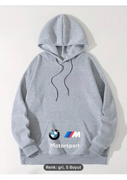 Kanguru Sweatshirt Içi Polarlı Mevsimlik Bmwmotorsport Cep Üstü Baskılı