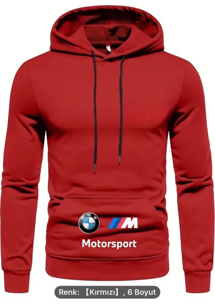 Kanguru Sweatshirt Içi Polarlı Mevsimlik Bmwmotorsport Cep Üstü Baskılı