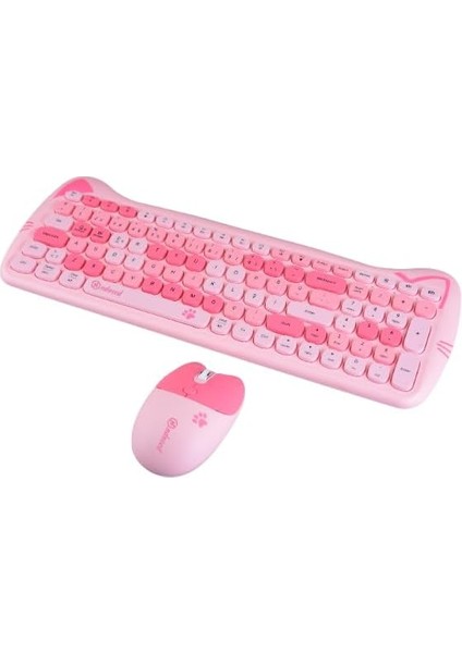 Sevimli Kedi Kablosuz Klavye ve Mouse Seti Bluetooth + 2.4g Dual Mode fırsatları