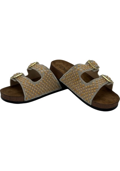 Anatomik Rahat Taşlı Boncuklu Kadın Terlik