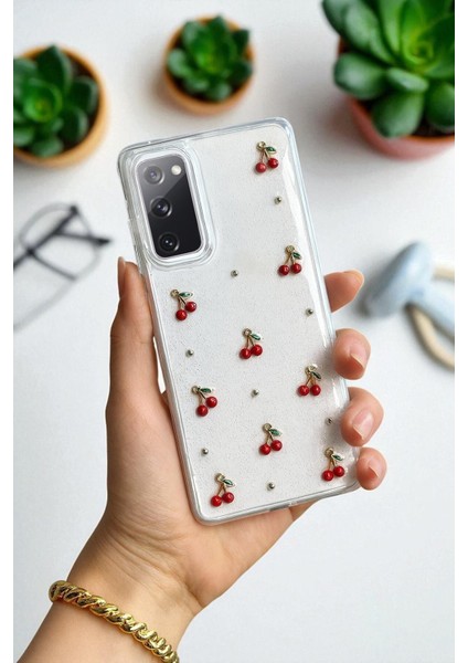 Samsung S20 Fe Uyumlu – Epoksi Kiraz Desenli, Şeffaf, Darbe Dayanıklı Telefon Kılıfı fiyatları