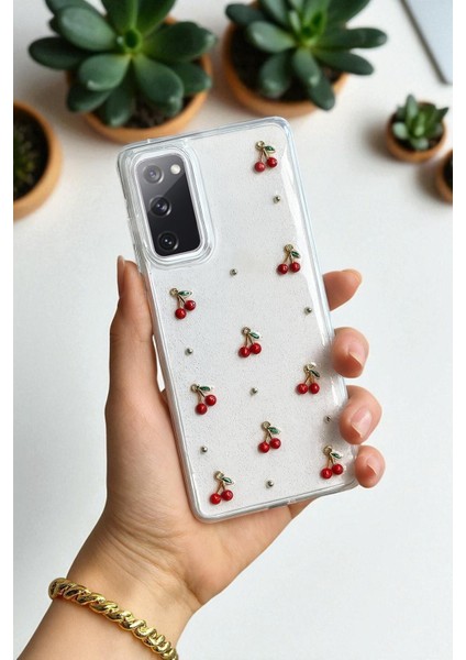 Samsung S20 Fe Uyumlu – Epoksi Kiraz Desenli, Şeffaf, Darbe Dayanıklı Telefon Kılıfı fırsatları