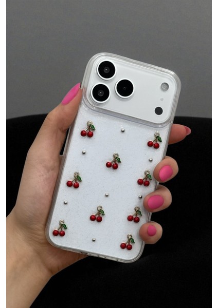 Apple iPhone 17 Pro Uyumlu Epoksi Kiraz Desenli Şeffaf Silikon Kılıf Darbeye Dayanıklı Kapak fırsatları