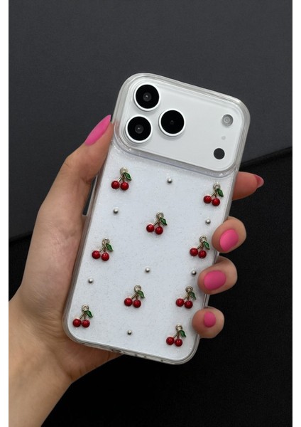 Apple iPhone 17 Pro Uyumlu Epoksi Kiraz Desenli Şeffaf Silikon Kılıf Darbeye Dayanıklı Kapak indirimleri