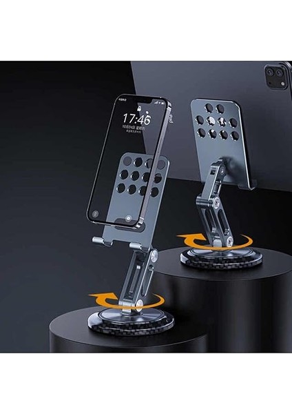 Profesyonel Tok Alüminyum Stand Karbon Desenli Business Model A Sınıfı Malzeme Döner Tablet Telefon Standı Masaüstü Stand Katlanabilir Cep Telefon Tutucu JR-H101 - Titanium fiyatları
