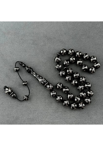 Usta Işçilikli Yoğun Gümüş Işlemeli Abanoz Ağacı Tespih fiyatları