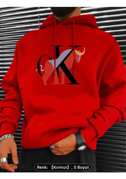 Erkek Rahat Polyester Kapüşonlu Sweatshirt, Boğa Baskılı, Örme Kumaş, Uzun Kollu , Ilkbahar Sonbahar