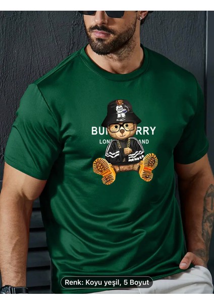 Erkekler Için Günlük Ayı Baskılı Tişört - Esnek, Rahat Bisiklet Yaka Tişört Yaz Için