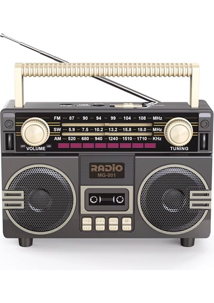 Trt Bandrollü Klasik Nostaljik Güneş Panelli Radyo Bluetooth Çift Hoparlör Antenli USB Hafıza Kartı