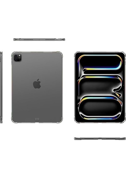 iPad Pro 11 Inç M4 Uyumlu Şeffaf Silikon Tablet Kılıfı Koruma Arka Kapak Köşe Korumalı A2836 2024 fırsatları