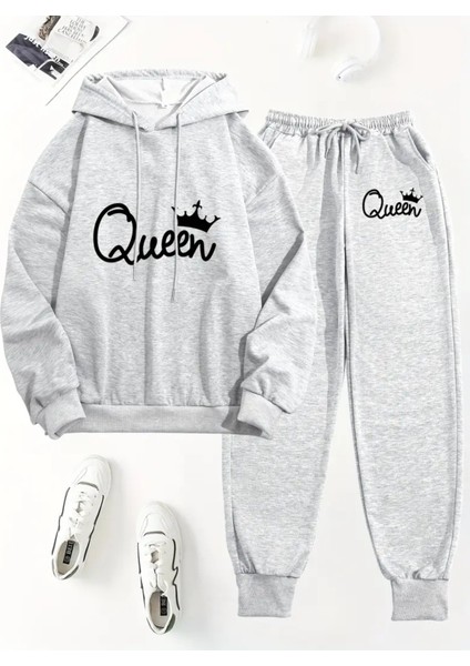 Kadınlar Için Casual Iki Parça Set, Uzun Kollu Kapüşonlu Sweat ve Pantolon