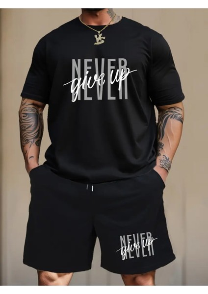 Rkek Modası Asla Pes Et Mektup Baskı Loungewear Seti