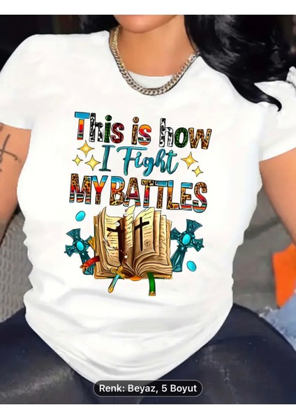My Battles Özel Grafik Baskılı Siyah Beyaz Oversize Unisex Tişört